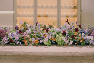Elegant floral arrangement on marble surface